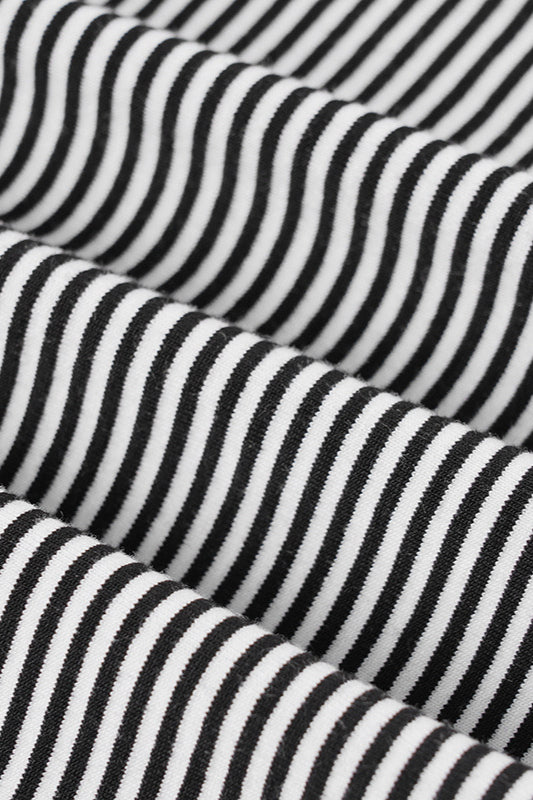 Vintage Color Block Stripe Jacquard Fitted Knit Blouse