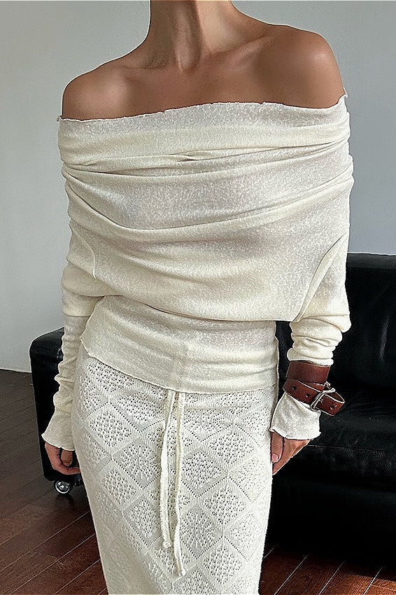 Vintage Off-Shoulder Cinched Chic Blouse